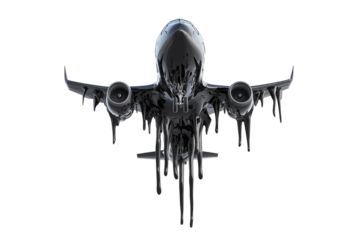 Abstract Black Wax Airplane Graphic Isolated on Transparent Background
