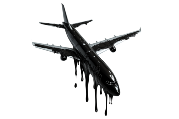 Dark Wax Melt Aircraft Illustration Isolated on Transparent Background