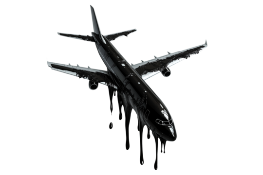 Dark Wax Melt Aircraft Illustration Isolated on Transparent Background
