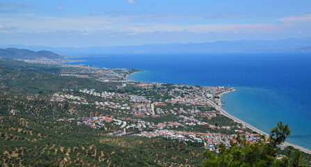 Obraz premium A view from the coastal towns of Turkey's Aegean Sea coast
