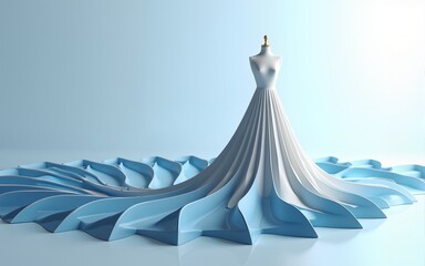 3d dress design with divergent waves from the bottom. High quality illustration. High quality