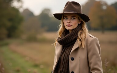 Womenswear autumn winter clothing and accessory collection in the English countryside fashion style, classic look. High quality