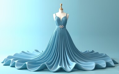 3d dress design with divergent waves from the bottom. High quality illustration. High quality