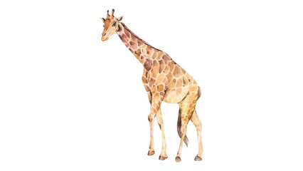 Watercolor Giraffe Illustration Hand Painted African Savanna Wildlife Animal Art - 1