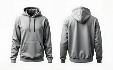 Gray Hoodie Mockup Showcasing Front Back And Side View Ideal For Fashion Design Concept And Clothing Brand. High quality