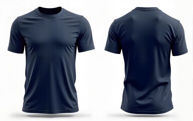 Navy Blue T Shirt Mockup  Front  Back  and Side Views. High quality