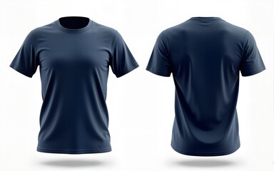 Navy Blue T Shirt Mockup  Front  Back  and Side Views. High quality