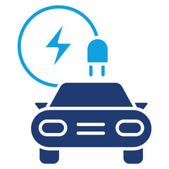 Electric Car Flat Blue Icon