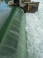Falling water at a hydroelectric power station