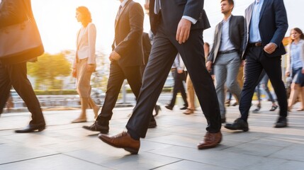 Business Professionals Walking in City: Dynamic Urban Workforce on the Move