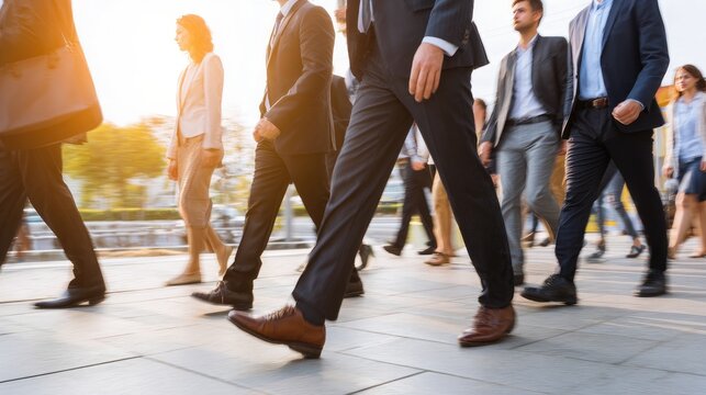 Business Professionals Walking in City: Dynamic Urban Workforce on the Move - Powered by Adobe