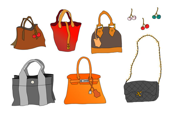 ブランドバック　ファッションイラスト素材セット