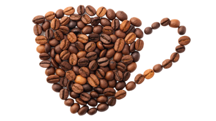 Coffee cup made of coffee beans png | Coffee cup made of coffee beans creative food art concept isolated on white background