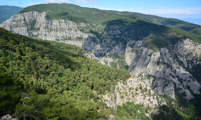 Fototapeta premium Located in the town of Altinoluk in Balikesir, Turkey, Sahindere Canyon is a magnificent canyon.
