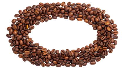 Oval frame made of coffee beans png | Oval frame made of roasted coffee beans aromatic and rich isolated on white background