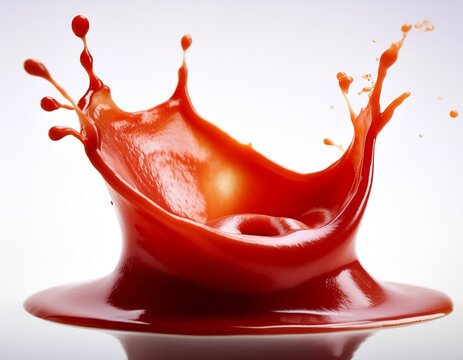 ketchup splash against white background detailed view of a vibrant ketchup splash showcasing texture and form food photography for commercial use restaurant food blogger