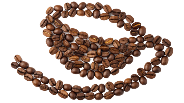 Coffee cup made of coffee beans  png | Coffee cup made of coffee beans creative food art on white background for cafe menu design