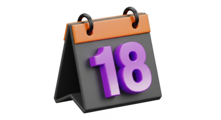 Calendar 18 isolated on transparent background