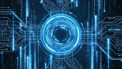 Rotating circular HUD circuit interface digital elements, futuristic depth for high-tech UI, sci-fi overlays, data processing, cybersecurity visuals, tech presentations, modern network interfaces. - Powered by Adobe