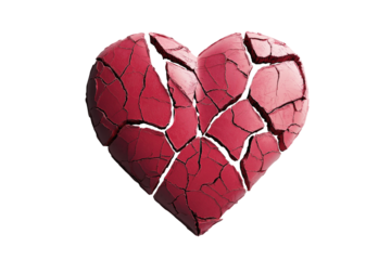 Ripped Heart Cartoon Vector Isolated on Transparent Background