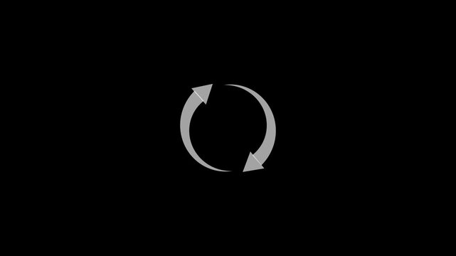 Two Gray Arrows Forming a Circular Refresh or Recycle Symbol on a Black Background image photo