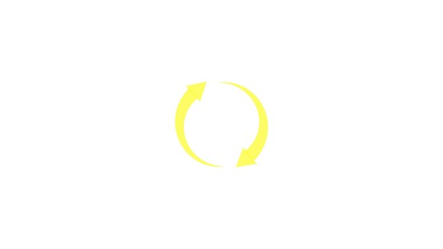 Yellow circular arrows symbol on white background circle cycle