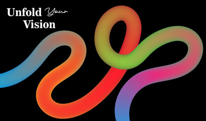 poster design with creative swirl 3d gradient  brush stroke on black background