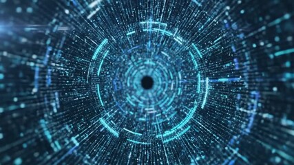 Abstract digital tunnel with data flow and futuristic technology. - Powered by Adobe