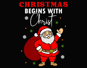 Christmas Begins With Christ Xmas Gift Holiday - printable editable vector art file.