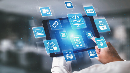 Software development with coding overlays, programming languages, developer tools, mobile app creation, and advanced programming for digital product development and software solutions. Spire