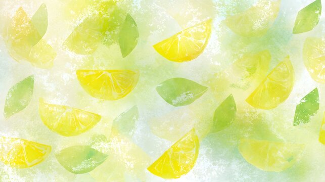 Vibrant lemon watercolor illustration fresh citrus slices airy background perfect for design prints - Powered by Adobe