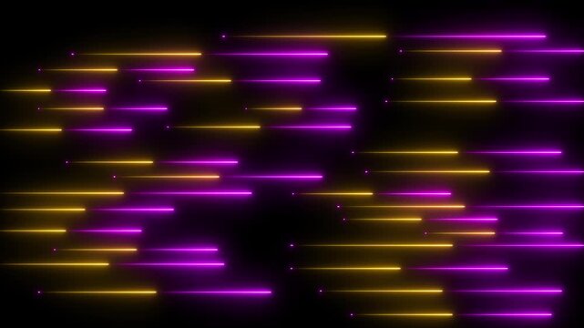Abstract Purple and Yellow Neon Light Streaks Moving Fast on Black Background image photo