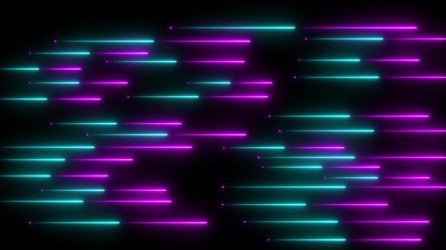 Abstract Cyan and Magenta Neon Light Streaks Moving Fast on Black Background image photo