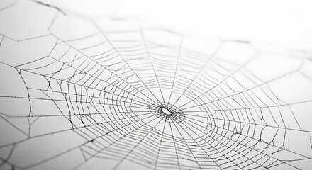 Obraz premium A close up shot of a spider web with a white background and intricate web pattern in focus view ai generated