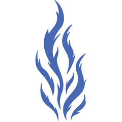 Abstract Blue Flame Shape Rising Upwards On White Background Representing Energy Or Heat With Smooth Edges And Flowing Lines