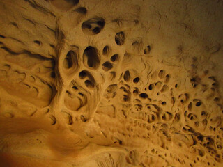 Wind Holes in Sandstone Rock Formation