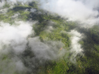 Tropical Rainforest with Clouds from Above