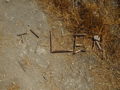 "Tyler" Spelled with Sticks and Rocks