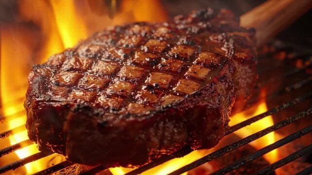 Tomahawk Steak Grilled Over an Open Fire