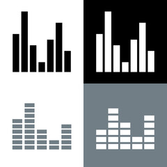 An equalizer or sound icon. A sound wave, spectrogram (sonogram), or diagram. A symbol for sound volume. A screen or player attribute. A symbol for sound, speech (voice), or music. Raster icon.