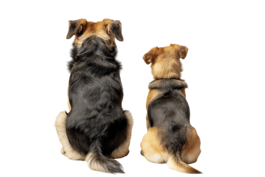 Rear View of Two Dogs Sitting Vector Transparent Background - Powered by Adobe