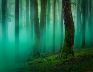 ethereal jade green mist with atmospheric effects and mysterious forest ambiance for fantasy themes
