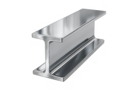 Steel i-beam profile representing strength, industrial construction, structural support, building materials on transparent background