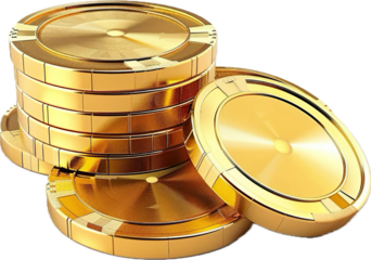 Stack of Golden Casino Chips.