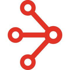Abstract Red Network Connection Symbol with Transparent Background Representing Data Transfer and Communication