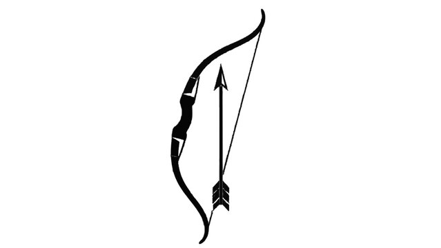 Vector illustration of bow and arrow icon isolated on transparent background 
