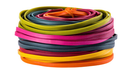 set of rubber bands on white background 