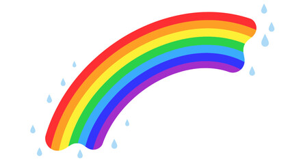 Obraz premium Colorful rainbow with raindrops illustration.