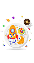Creative SpaceThemed Breakfast Plate for Kids.