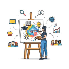 Creative artist painting a colorful artwork.